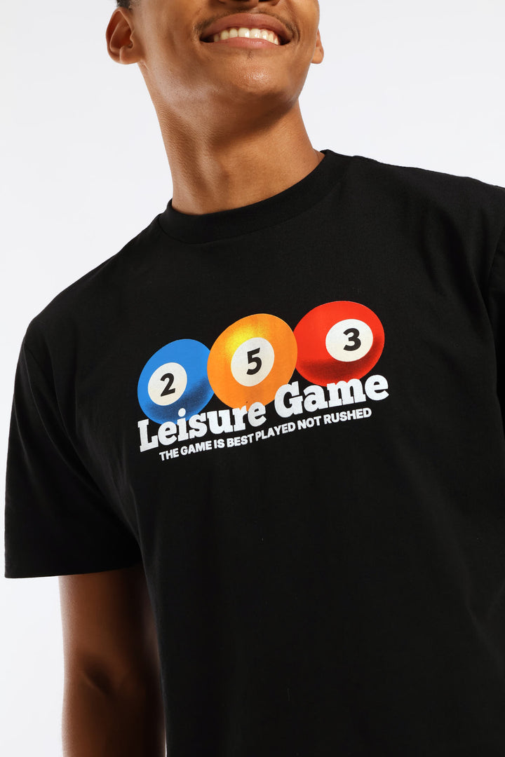 Billiards Front Print Tee - Black