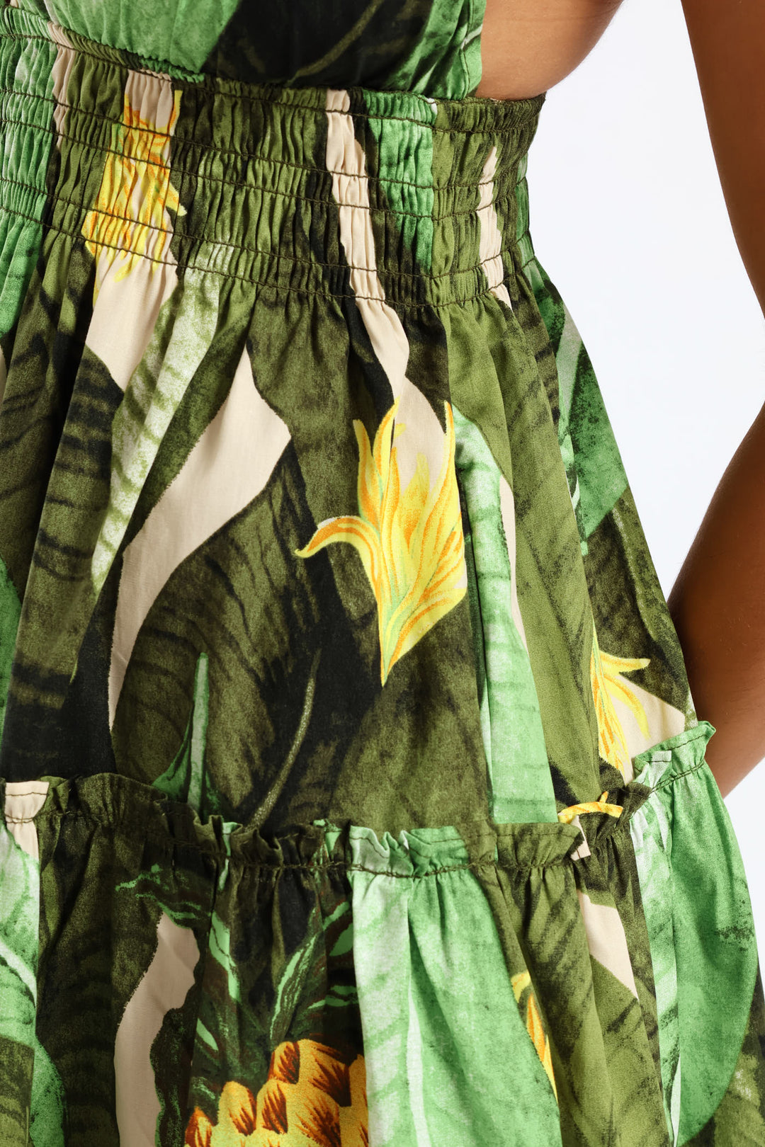 Tropical Smock Babydoll Dress - Green