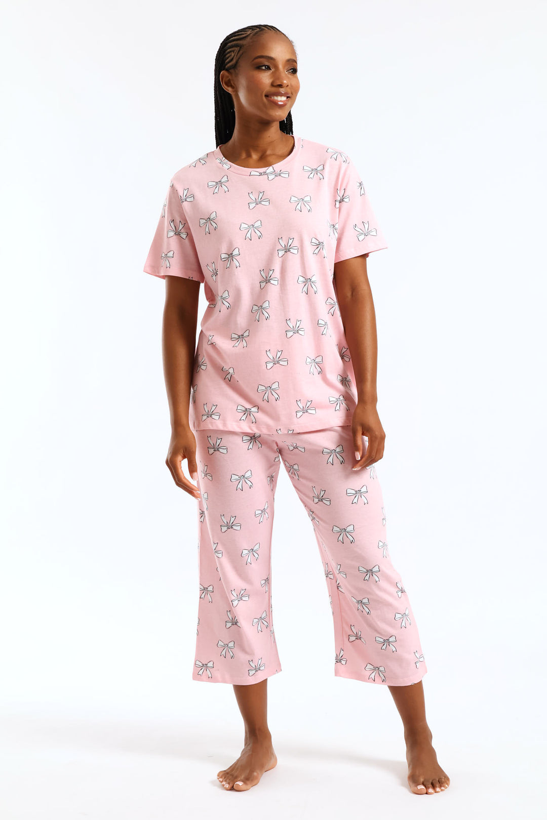 Short Sleeve Bows Tee - Pink