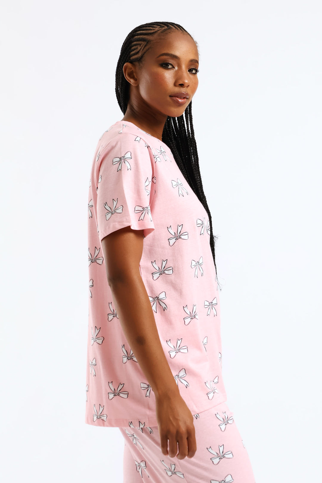 Short Sleeve Bows Tee - Pink