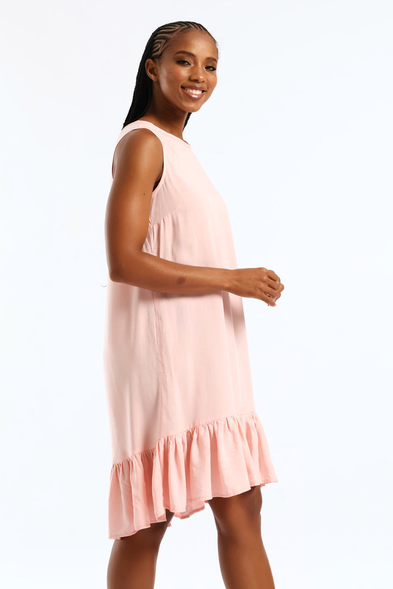 Ladies Frill Hem Hi-Lo Shift Mini Dress - Light Pink – Edgars