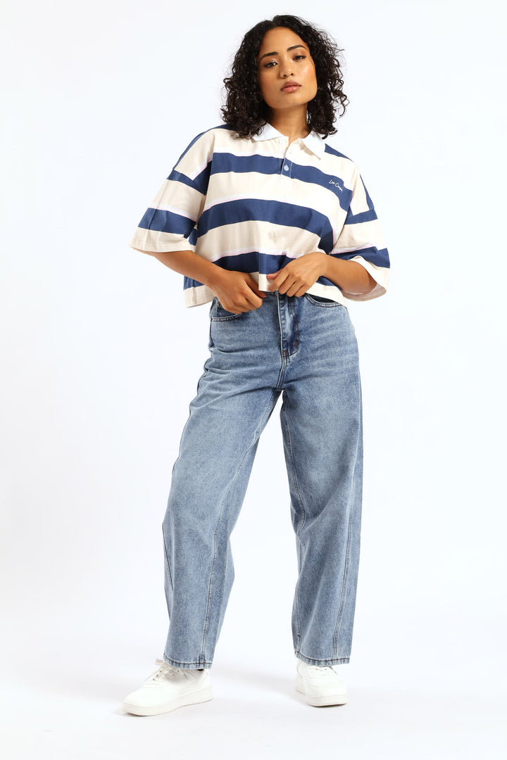 Barrel Leg Denim - Mid Wash