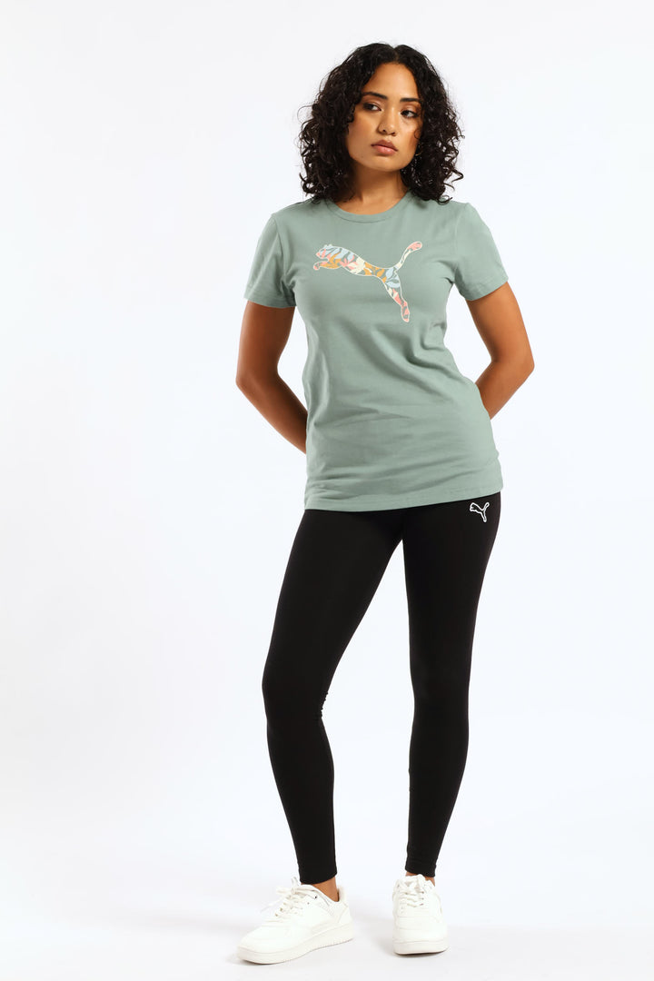 Graphics Floral Cat Logo Tee - Green