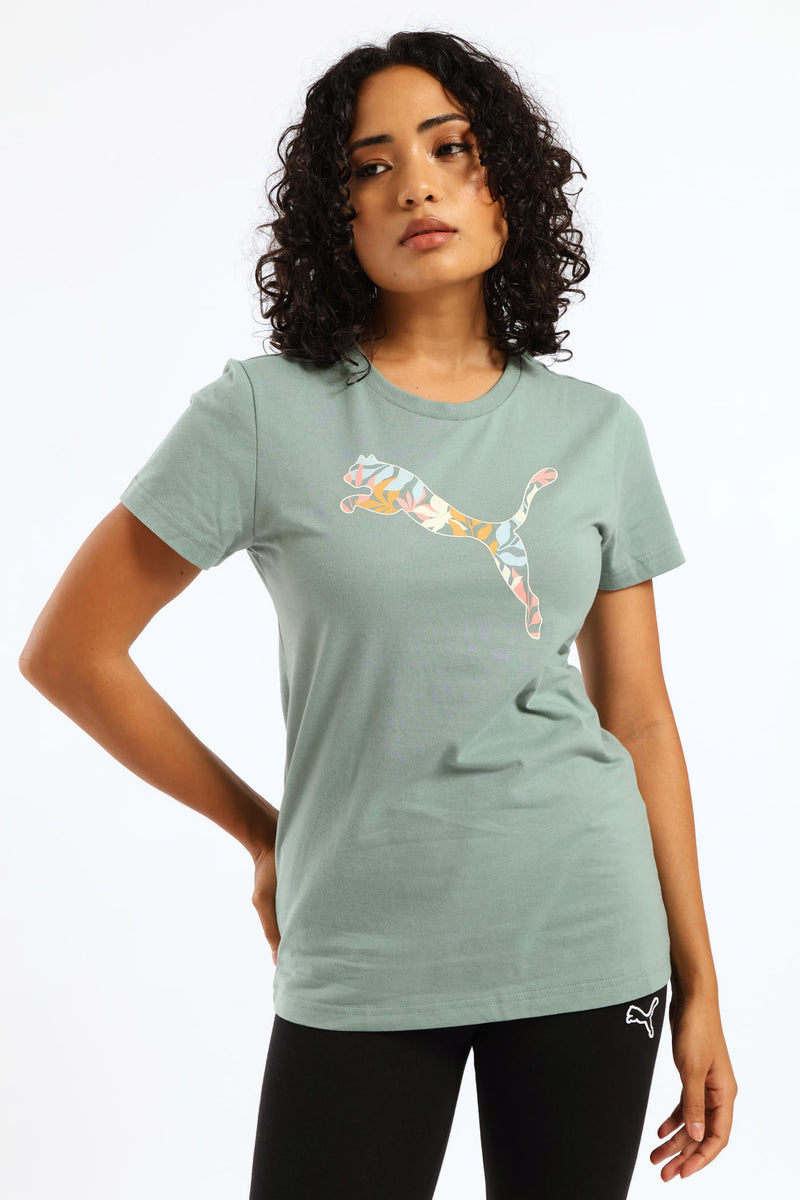 Graphics Floral Cat Logo Tee - Green