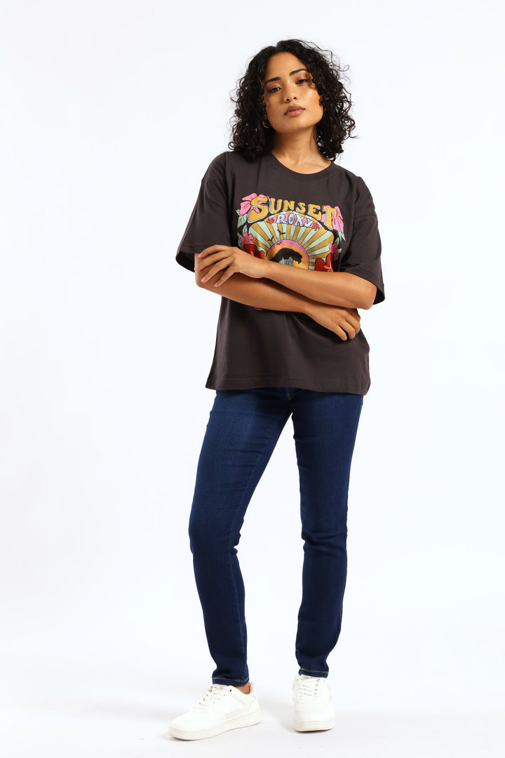 Sunny Oversize Stonewash Tee - Black