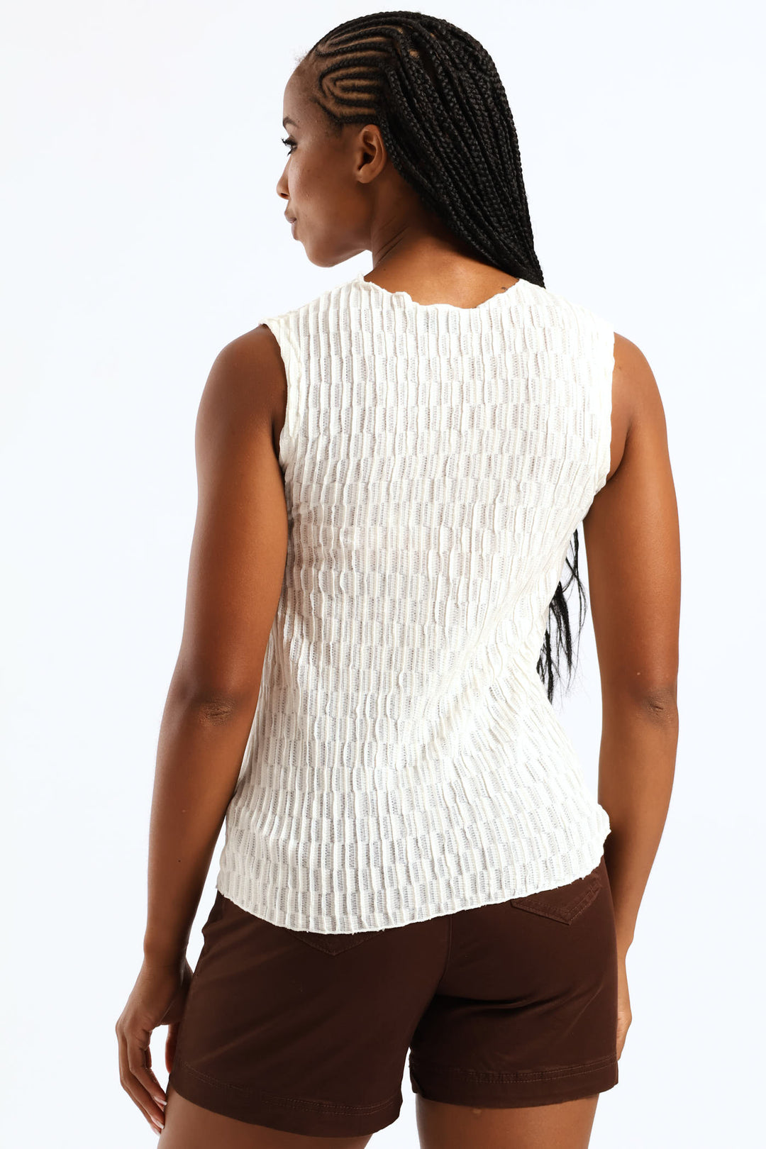 Hineck Eyelash Lace Tank Top - Cream