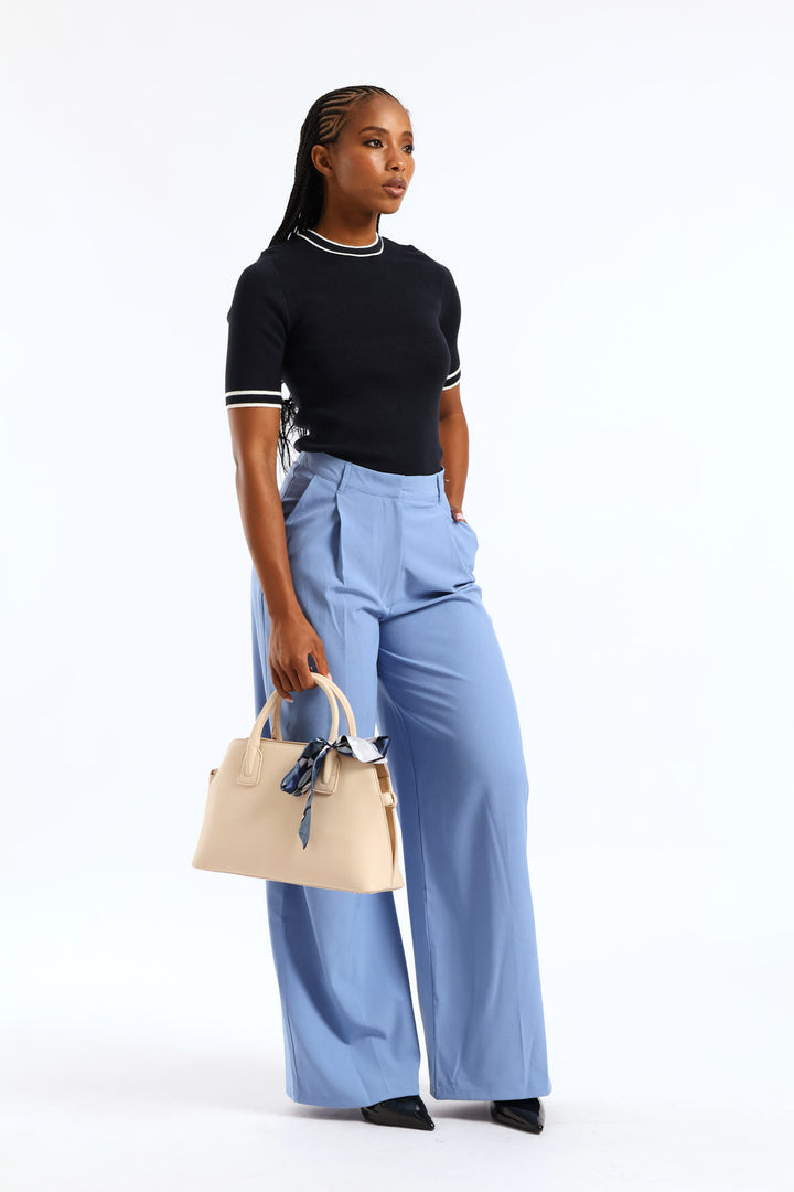 Ribbon Det Double Handle Bowling Bag - Off White