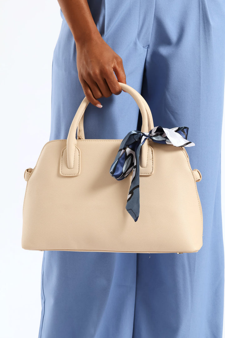 Ribbon Det Double Handle Bowling Bag - Off White