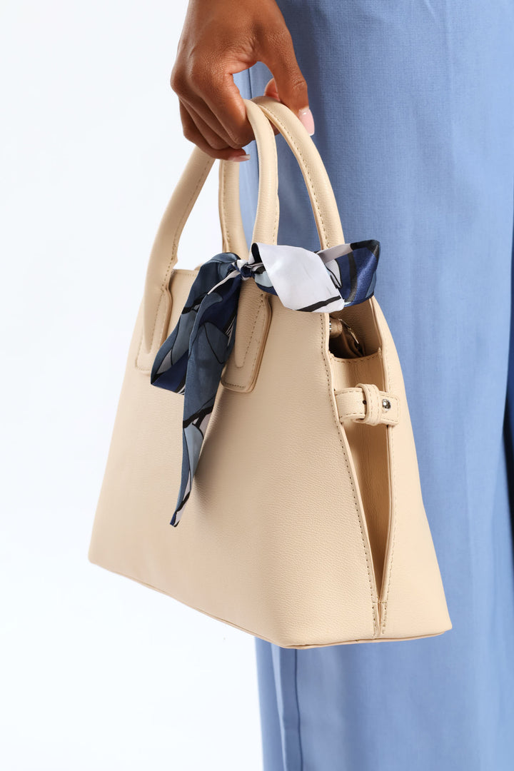 Ribbon Det Double Handle Bowling Bag - Off White