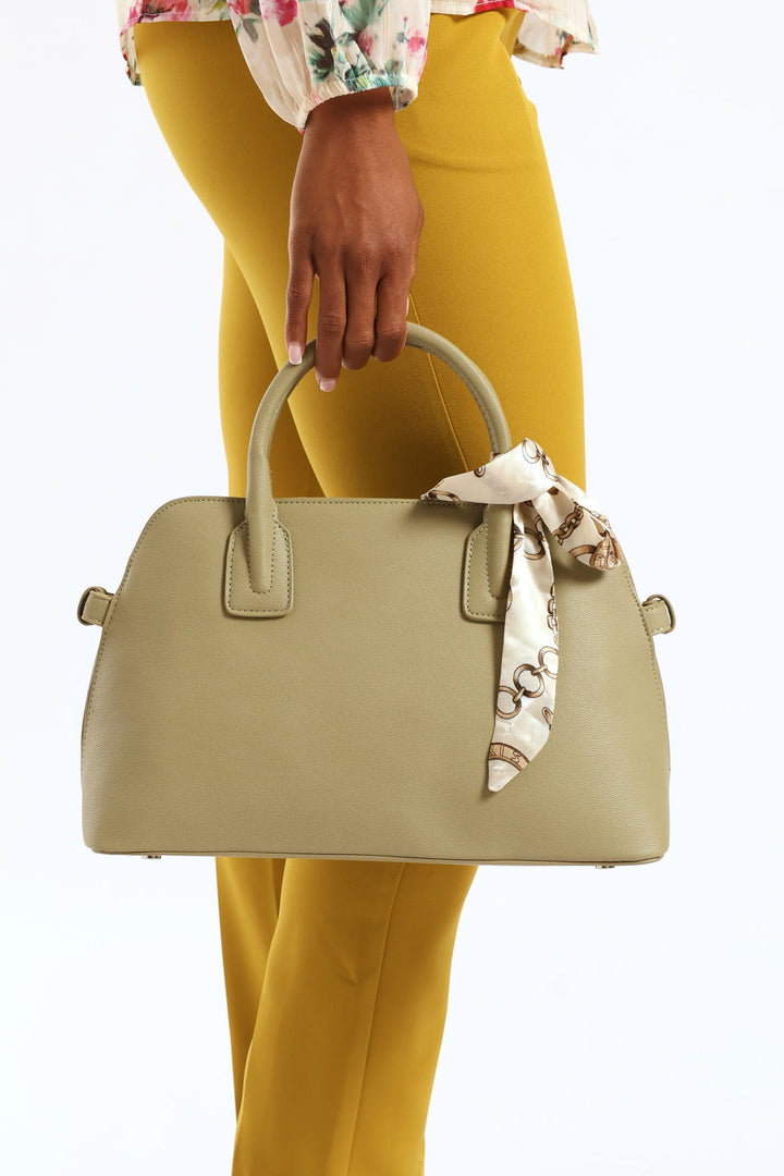 Ribbon Det Double Handle Bowling Bag - Pistachio Green