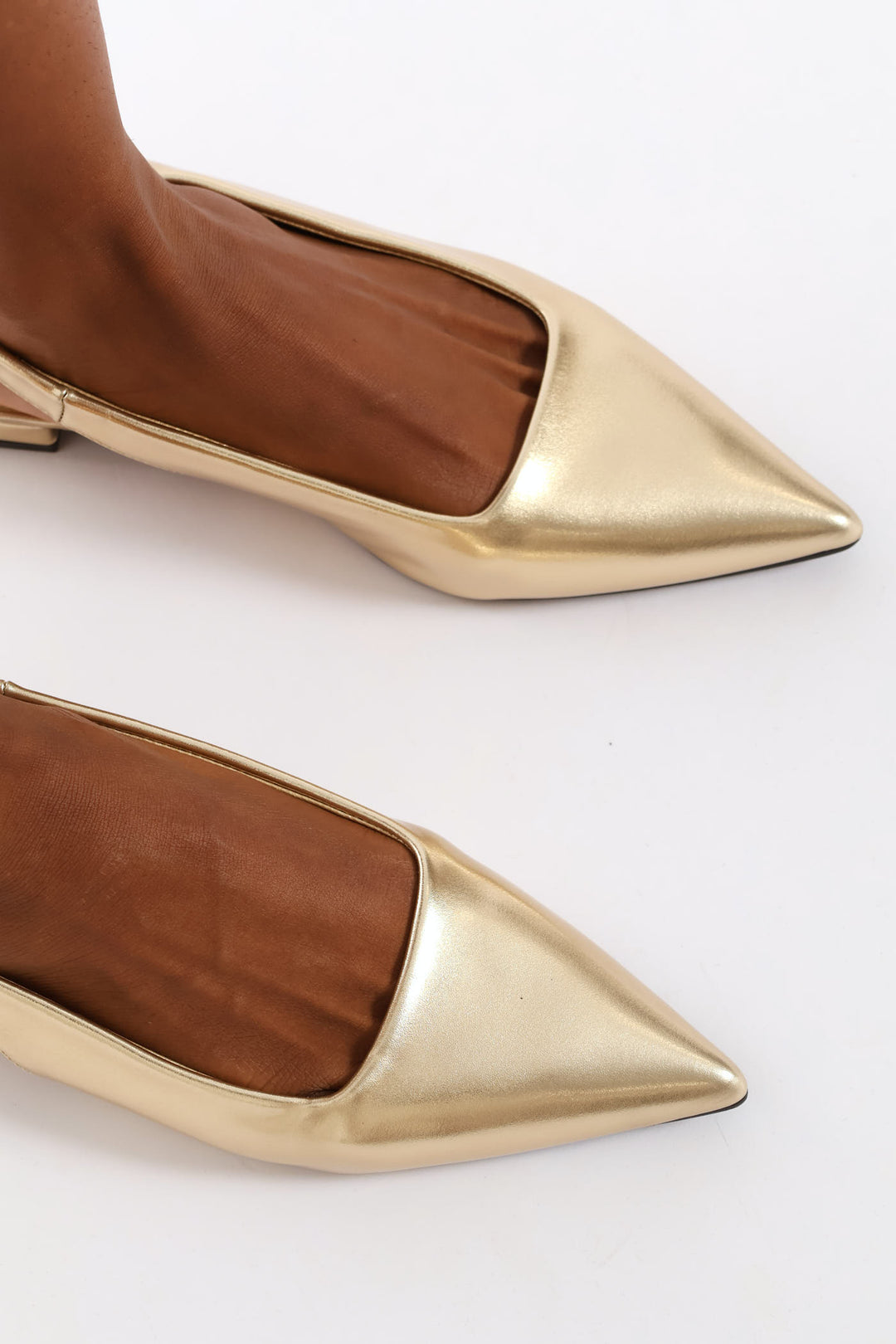 Square Vamp Pointy Slingback - Gold