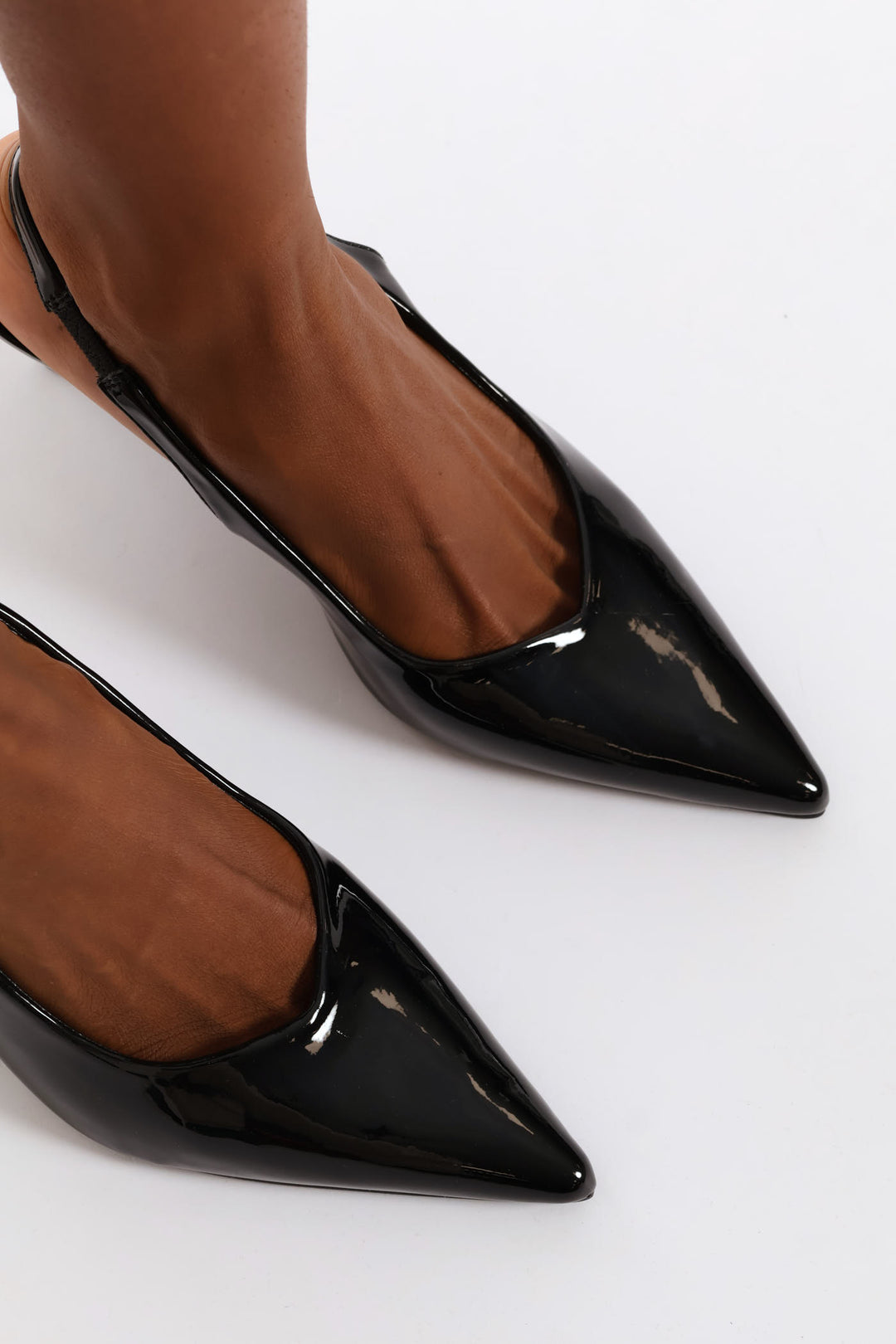 V-Cut Slingback Kitten Heel - Black