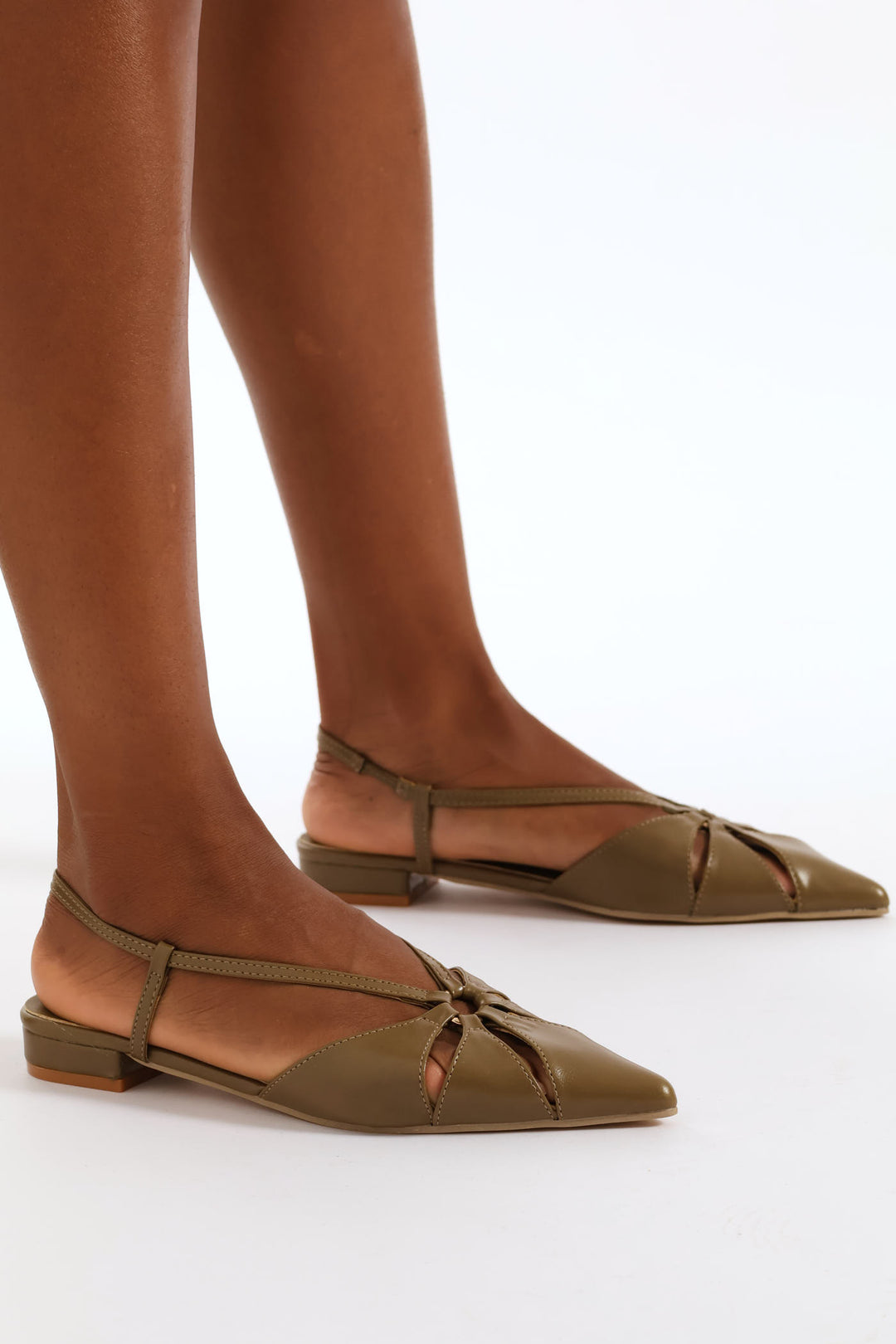 Panelled Slingback Mule - Olive