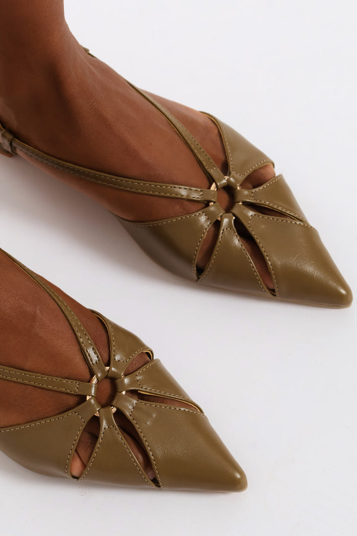 Panelled Slingback Mule - Olive