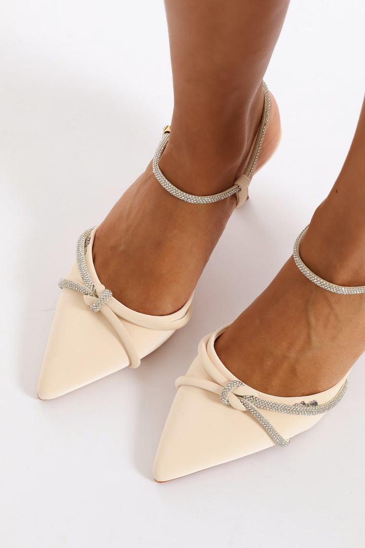 Diamante Detail Heel - Beige