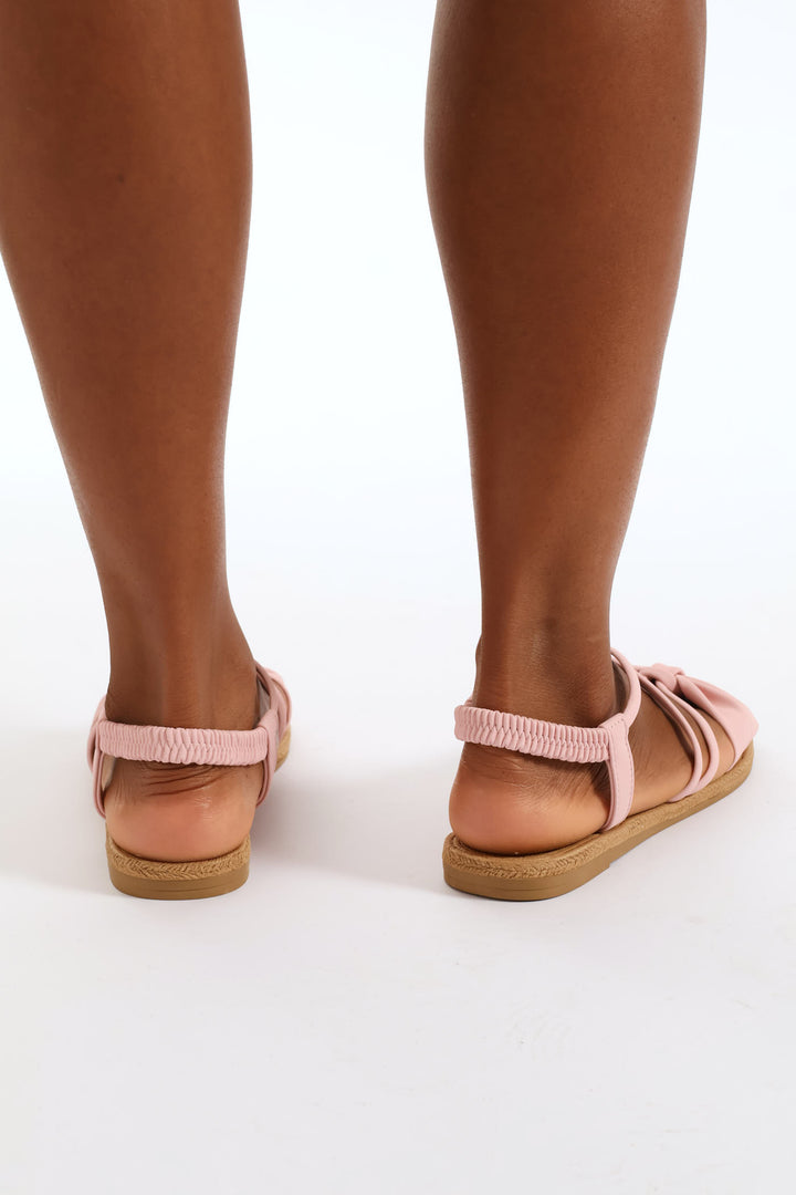 Bow Elasticated Slingback Sandal - Pink