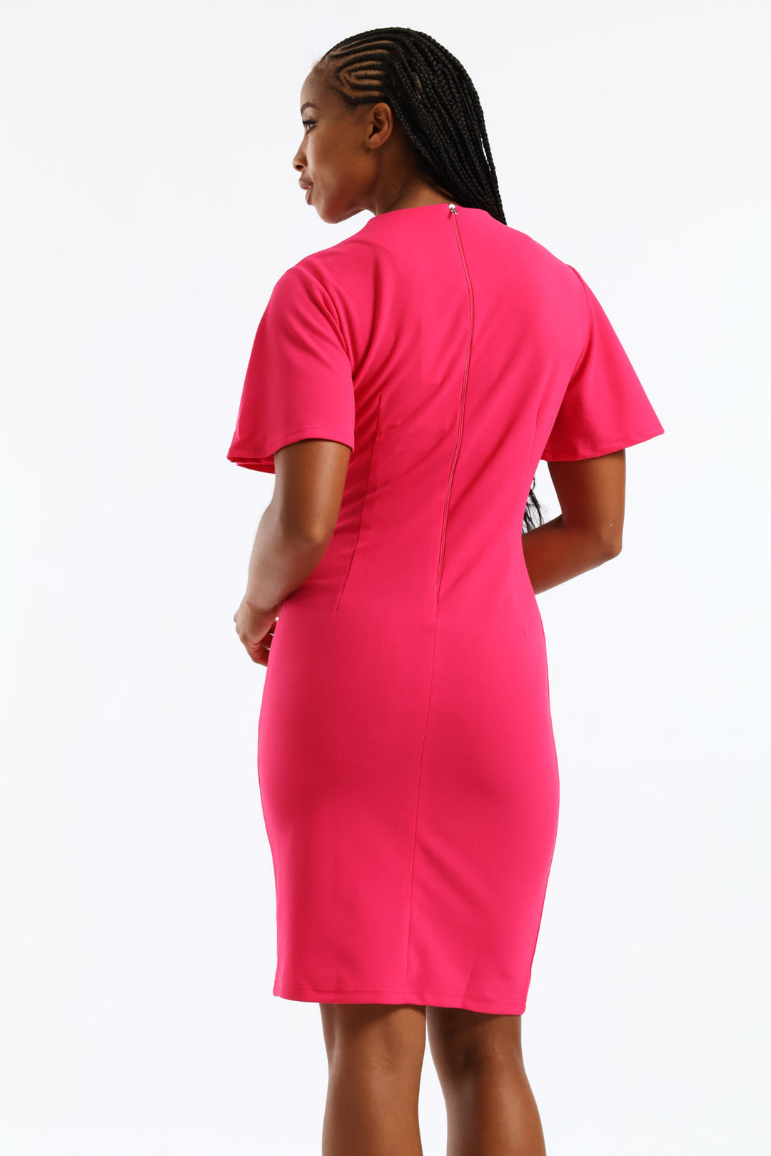 Flutter Sleeve Bodycon Dress - Magenta