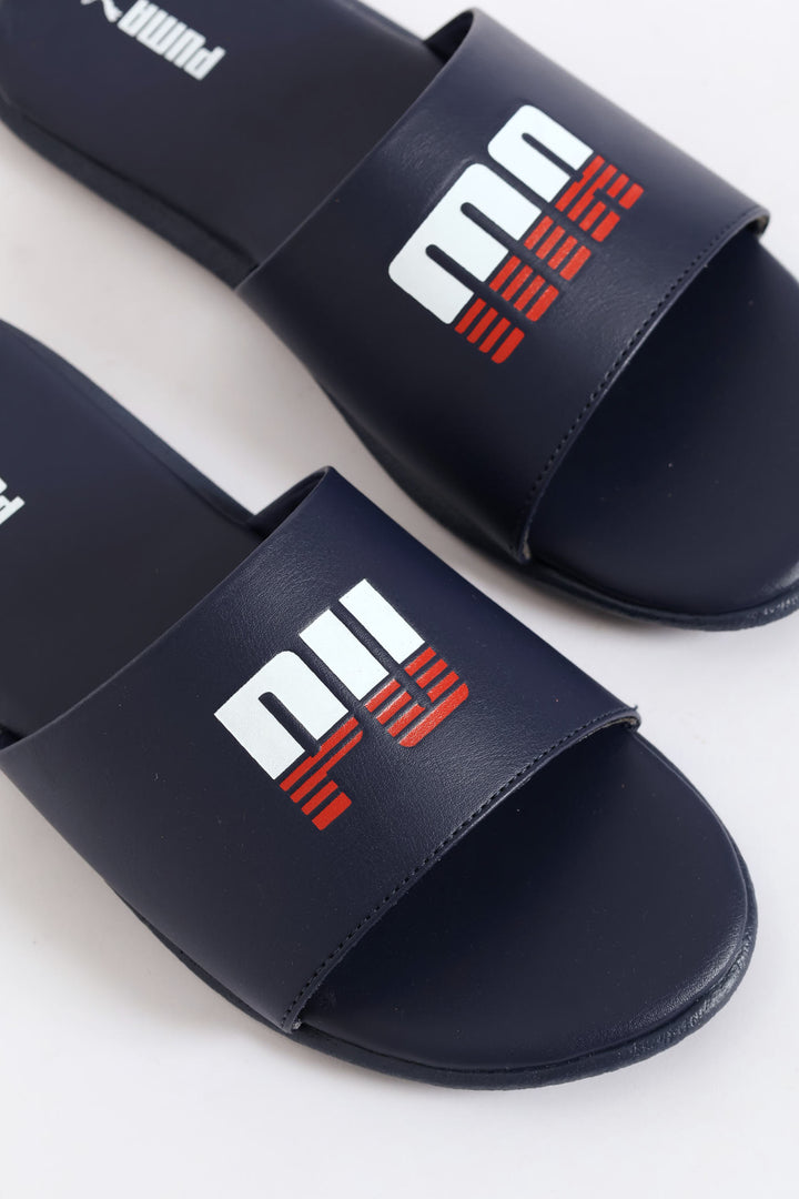 Boys Sporty Jr Slide Sandal - Navy