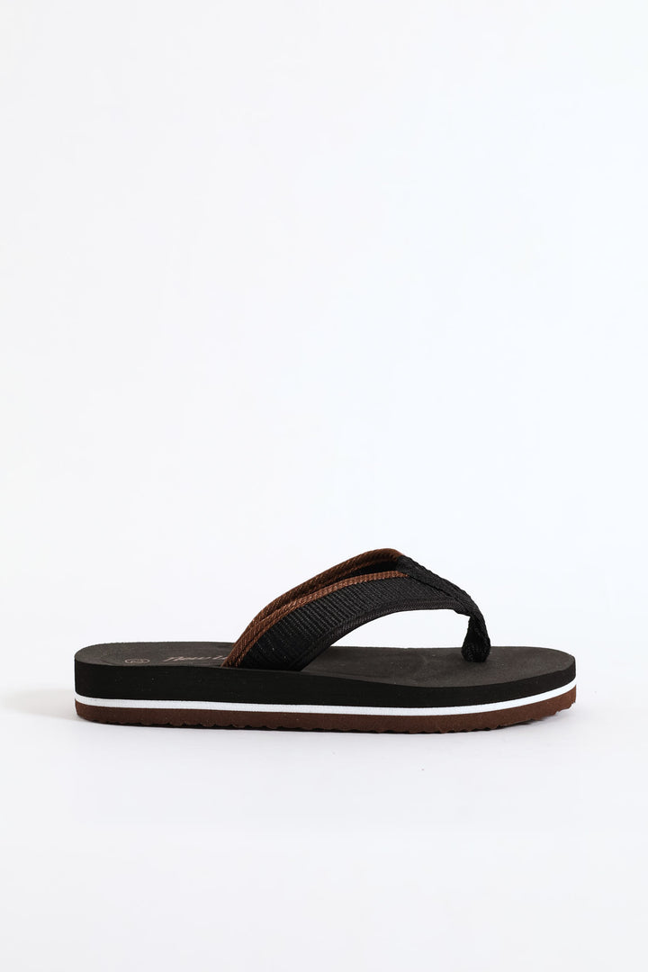 Boys Thong Sandal - Black/Tan