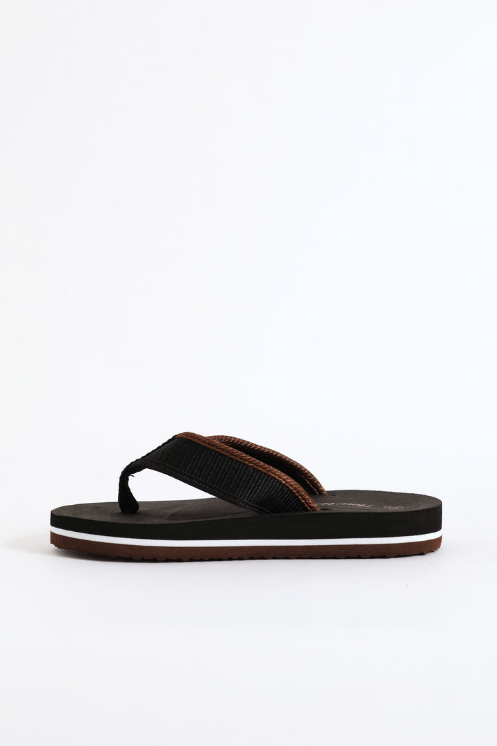 Boys Thong Sandal - Black/Tan