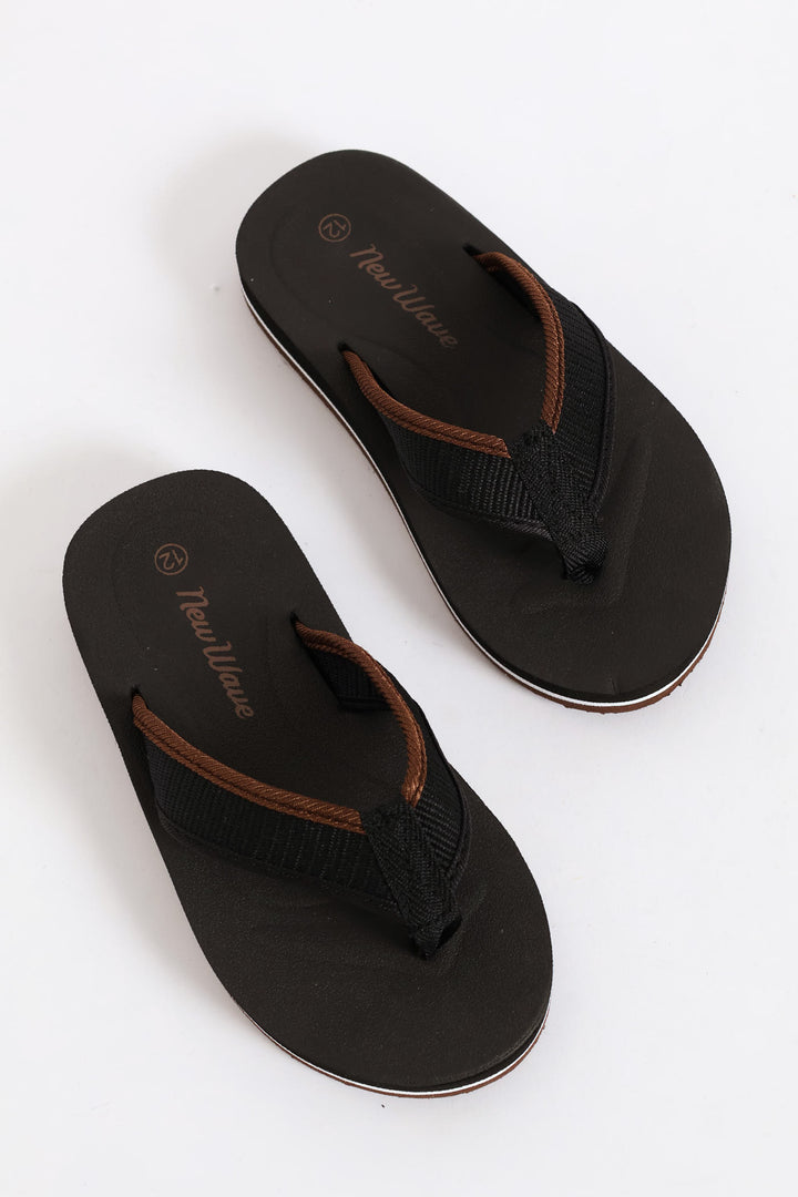 Boys Thong Sandal - Black/Tan