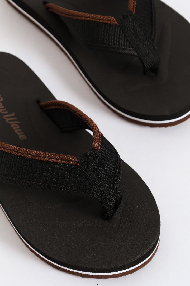 Boys Thong Sandal - Black/Tan