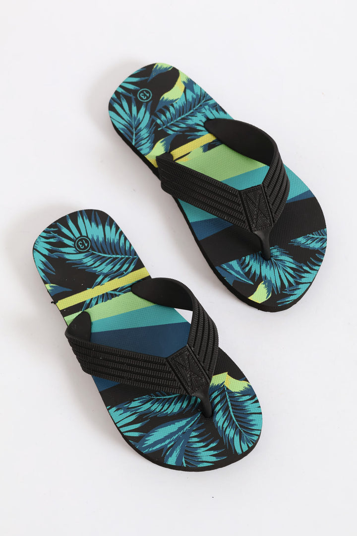Boys Tropical Thong Sandal - Teal