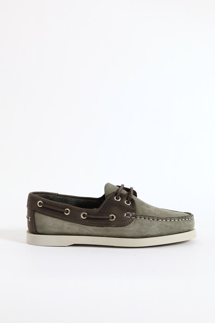 Fashion Lace Up Nubuck Docksider - Grey