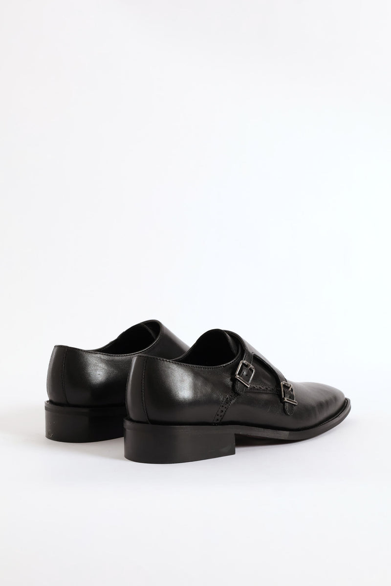 Double Monk Formal Leather Smart Shoe - Black