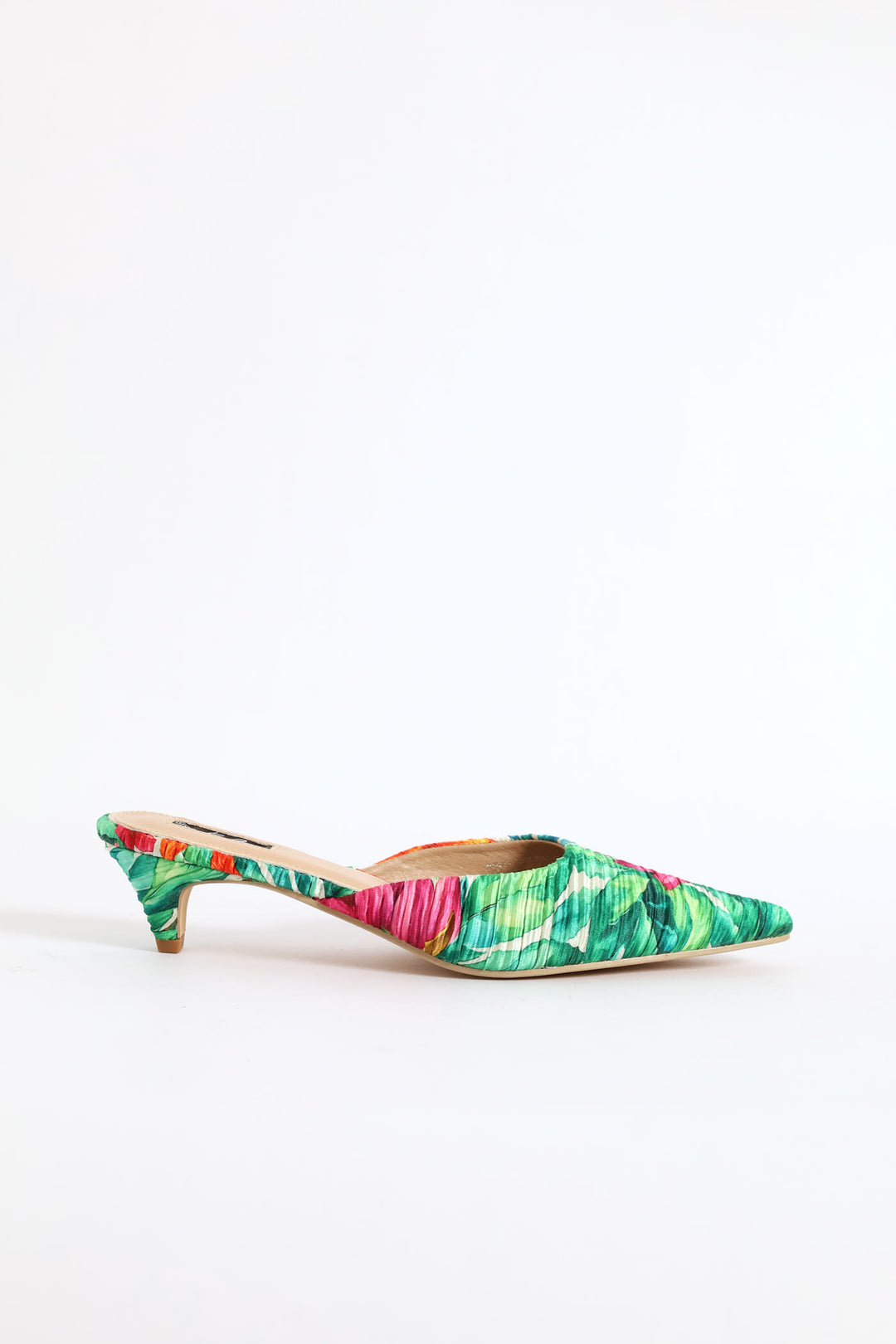 Printed Pleated Mule Heel - Multi