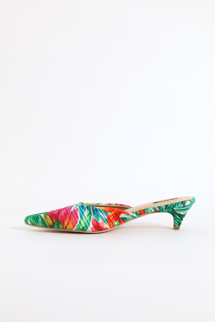 Printed Pleated Mule Heel - Multi