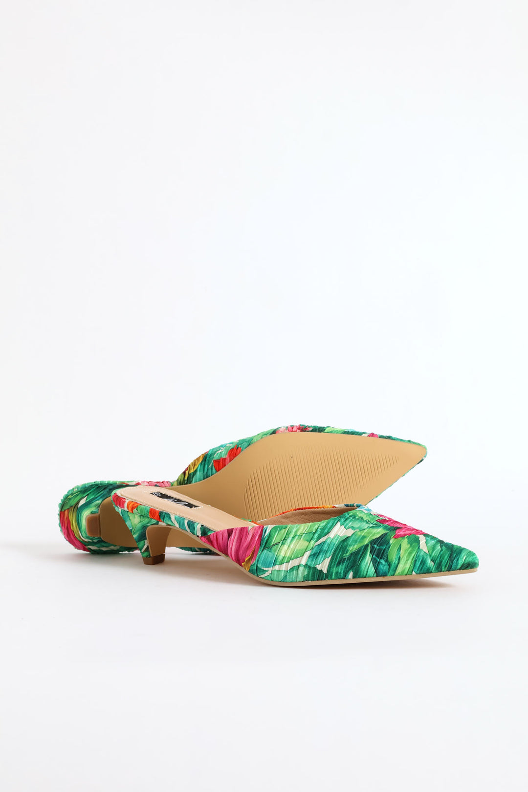 Printed Pleated Mule Heel - Multi