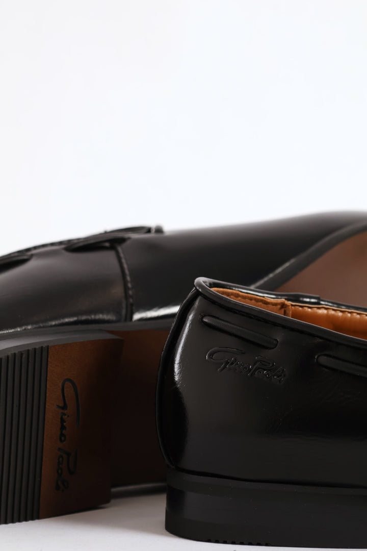 Lazer Punched Detail Tassel Loafer - Black