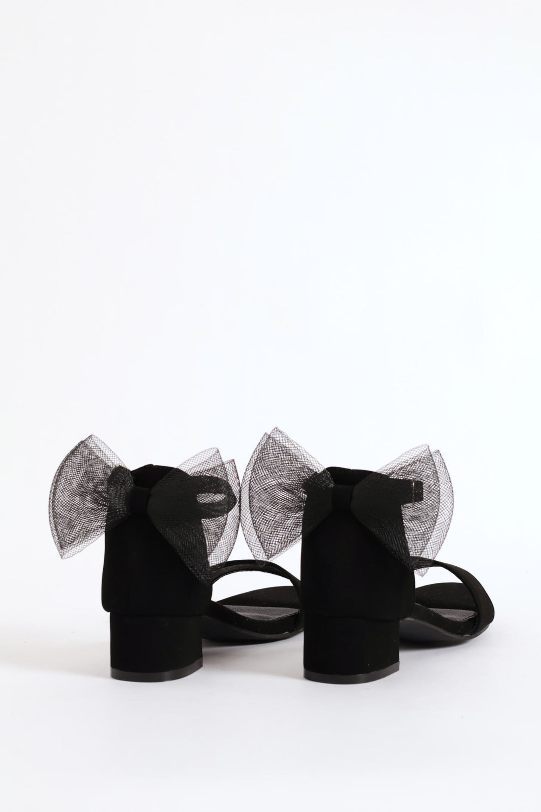 Girls Mesh Bow Heel Sandal - Black