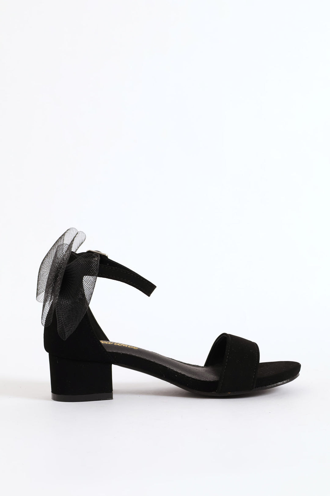 Girls Mesh Bow Heel Sandal - Black