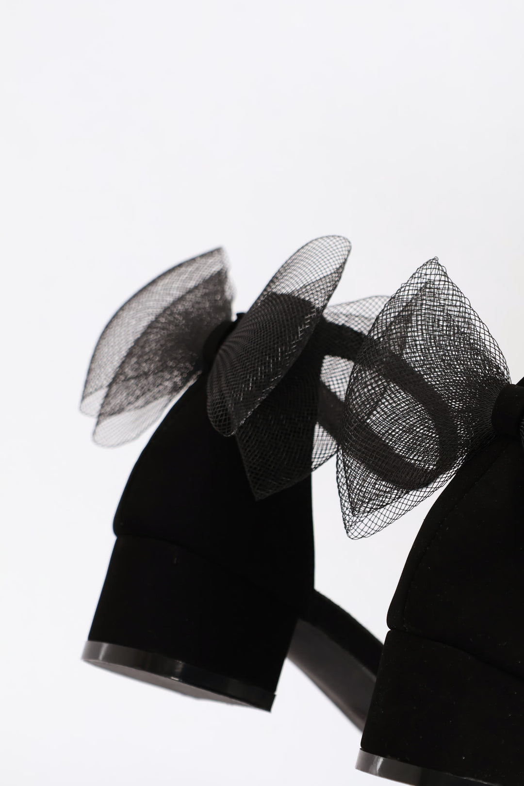 Girls Mesh Bow Heel Sandal - Black