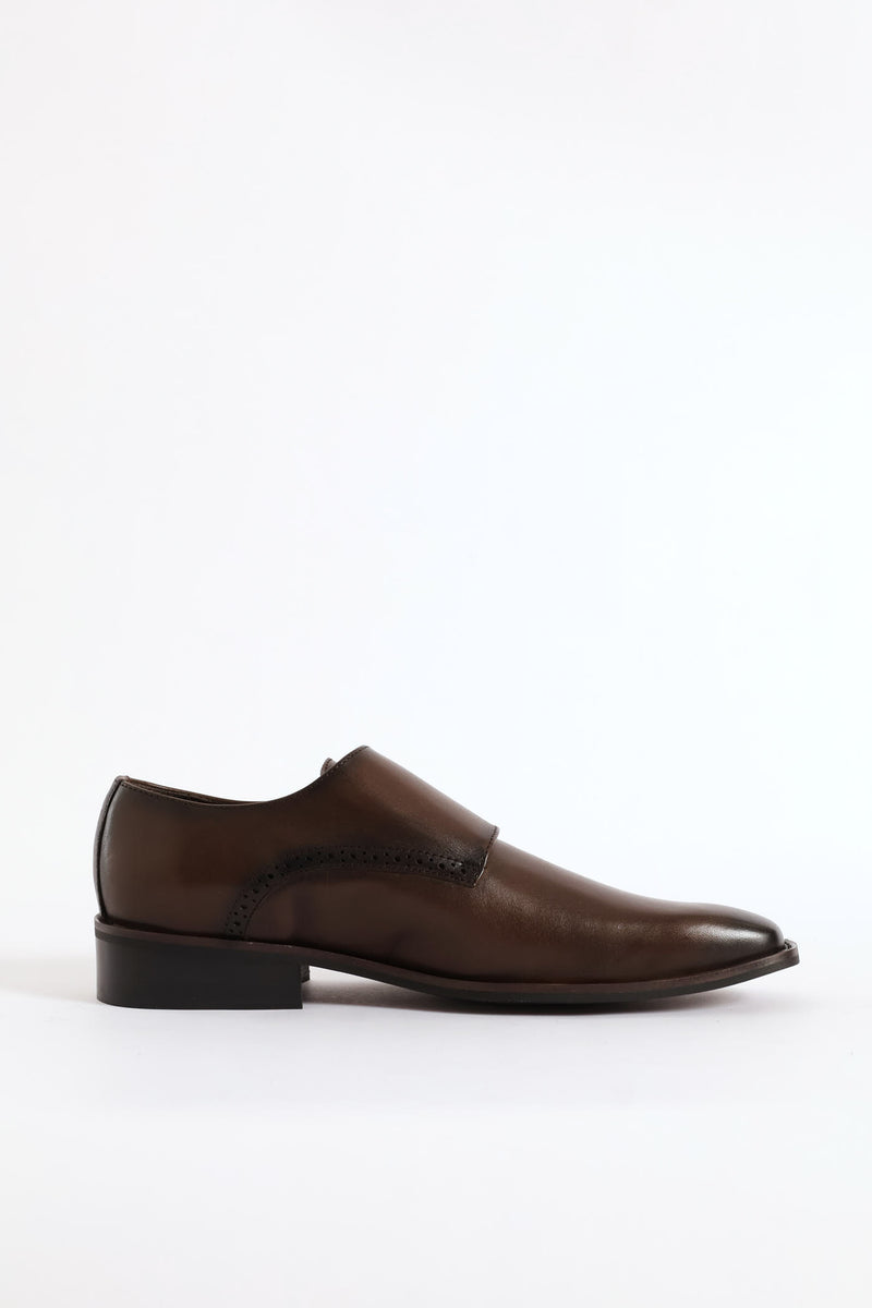 Double Monk Formal Leather Smart Shoe - Brown