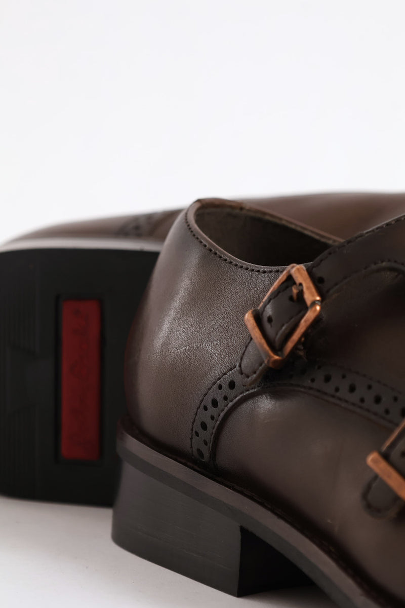 Double Monk Formal Leather Smart Shoe - Brown