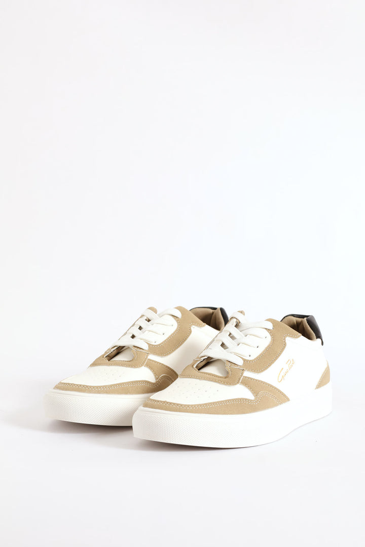 Finn Panelled Lace Up Sneaker - White