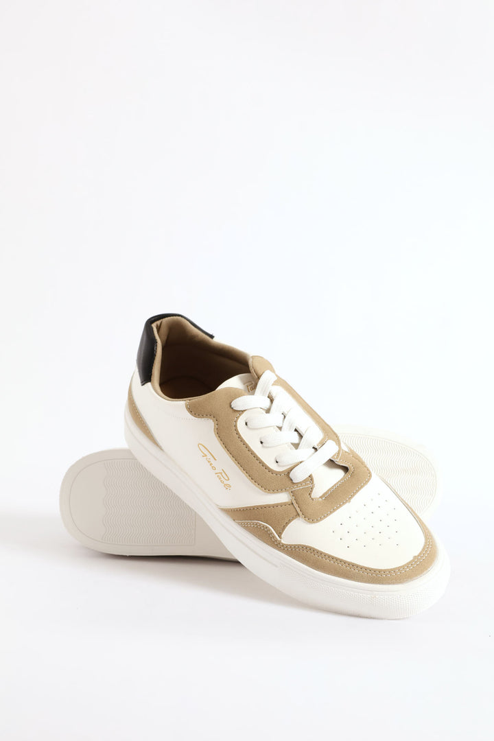Finn Panelled Lace Up Sneaker - White