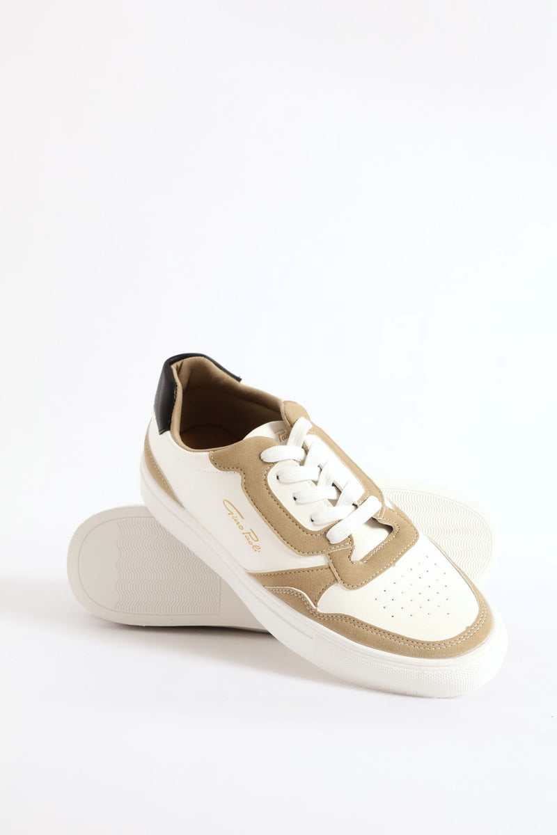 Finn Panelled Lace Up Sneaker - White