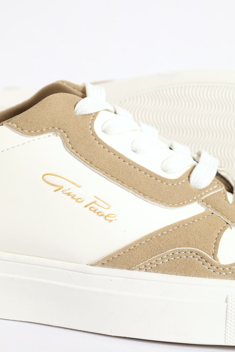 Finn Panelled Lace Up Sneaker - White