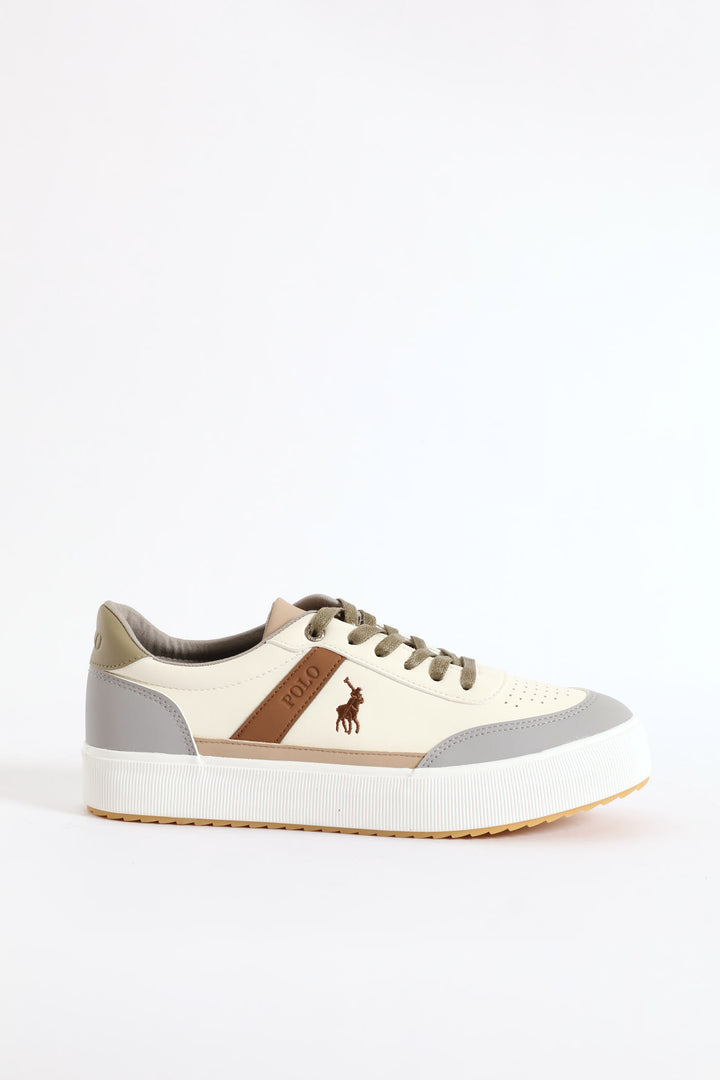 Colour Block Sneaker - White/Sandstone