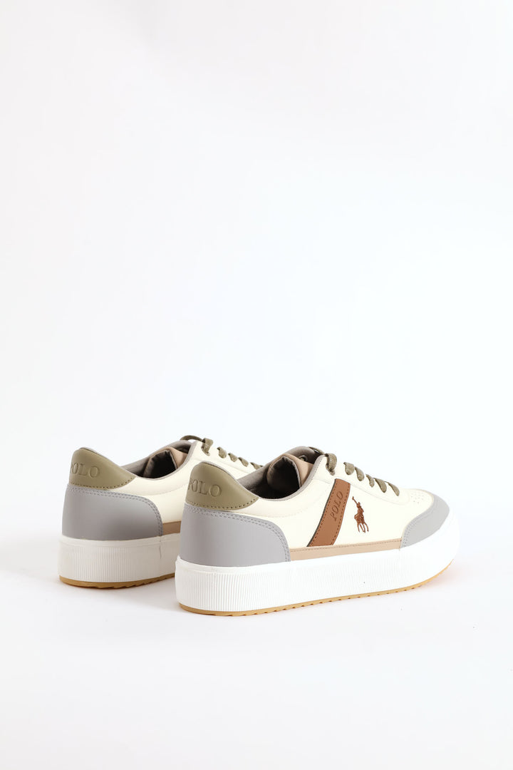 Colour Block Sneaker - White/Sandstone