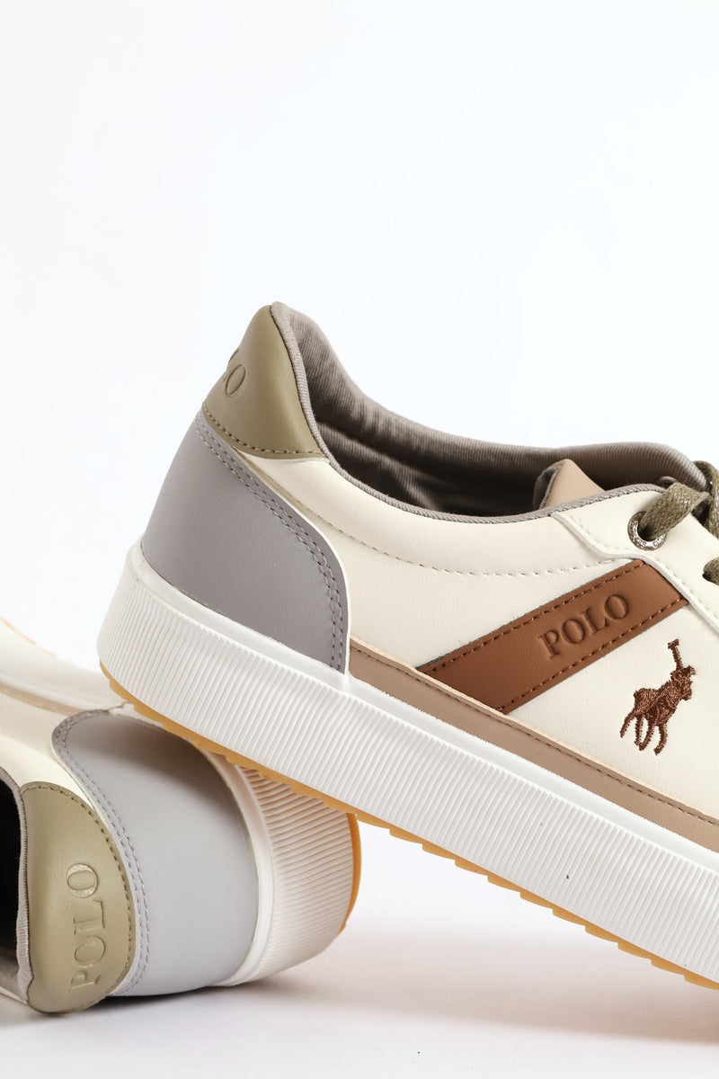 Colour Block Sneaker - White/Sandstone