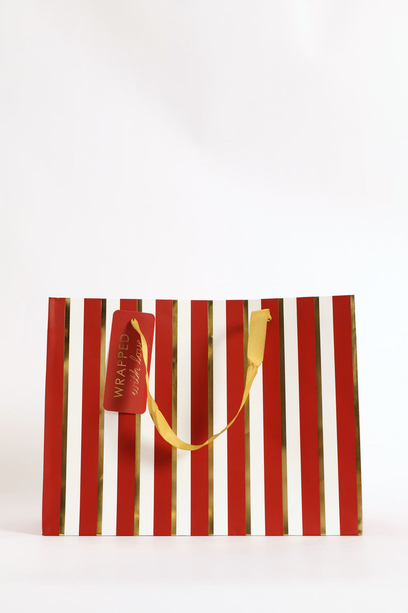 Foil Stripe Gift Bag - Red