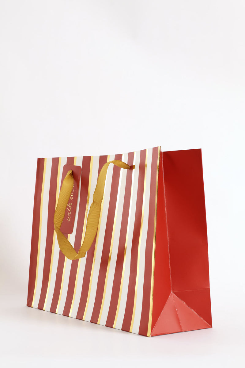 Foil Stripe Gift Bag - Red