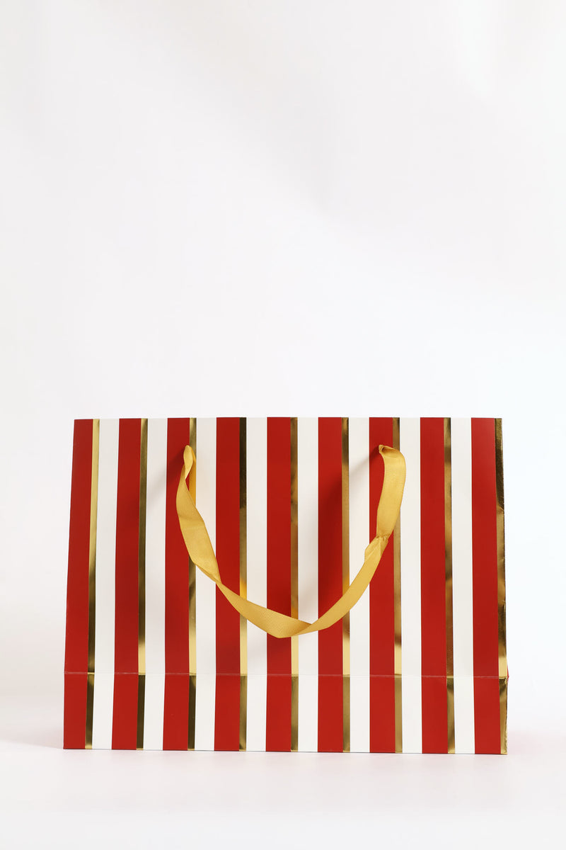 Foil Stripe Gift Bag - Red