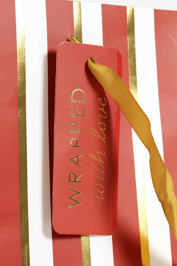 Foil Stripe Gift Bag - Red