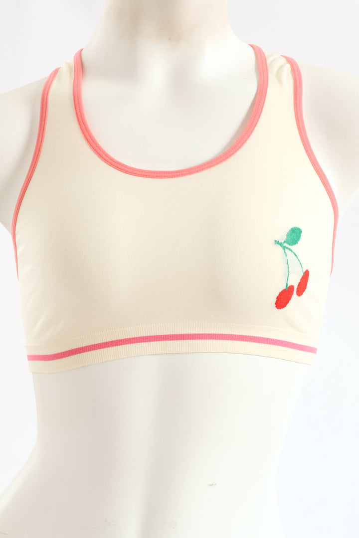 Girls 2 Pack Cherries Seamless Racerback Bra - Pink